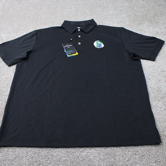 Callaway Opti-Dri Polo Shirt NWT Mens Large Black Golf Cooling Stretch S/S - Picture 2 of 14